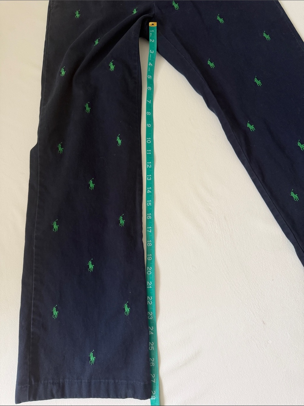 Polo Ralph Lauren Navy Chinos w/Green all over Pony Pants Size 2 - Picture 6 of 10